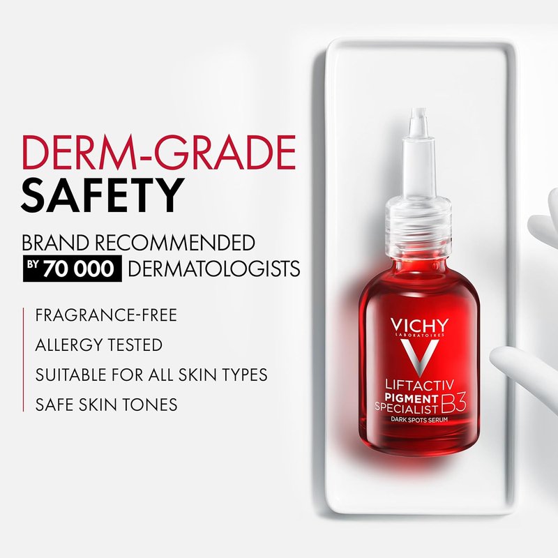 Vichy LiftActiv B3 Serum - 5% Niacinamide & Glycolic Acid for Dark Spot Fading | Alcohol-Free, 1 oz