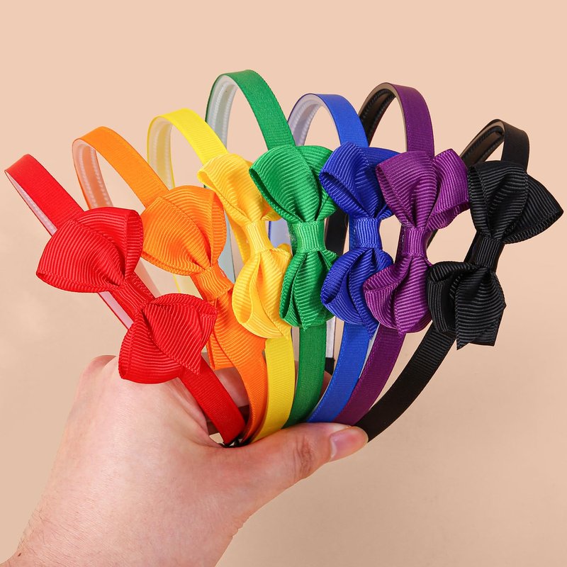 WJYX BOWS 15pcs/set Satin Bow Headbands, Colorful Ribbon Hair Hoops Non-Slip Fashion Hair Accessories for Daily Wear and Casual Outfits