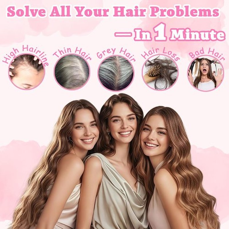 Hair Toppers for Women, 20 Inch Hand Tied Breathable Toppers Hair pieces for Women with Thinning Crown Middle Part Bangs Mix Human Hair Clip in Curly Lightweight Wiglets (Dark Brown, Side Bangs)