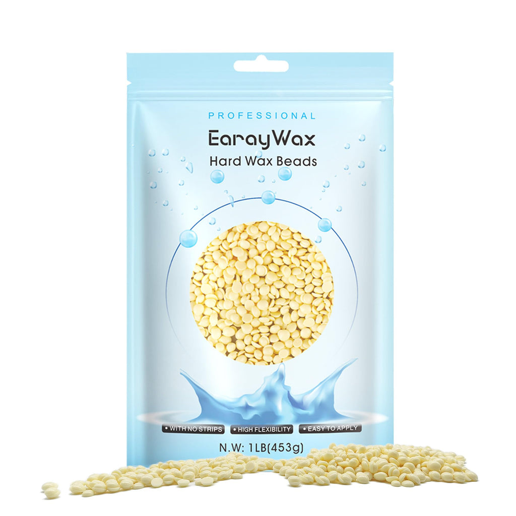 EARAYWAX Hard Wax Beads, 1lb, for Hair Removal, Refill Wax Beans for Sensitive Skin, At-Home Waxing for Women and Men