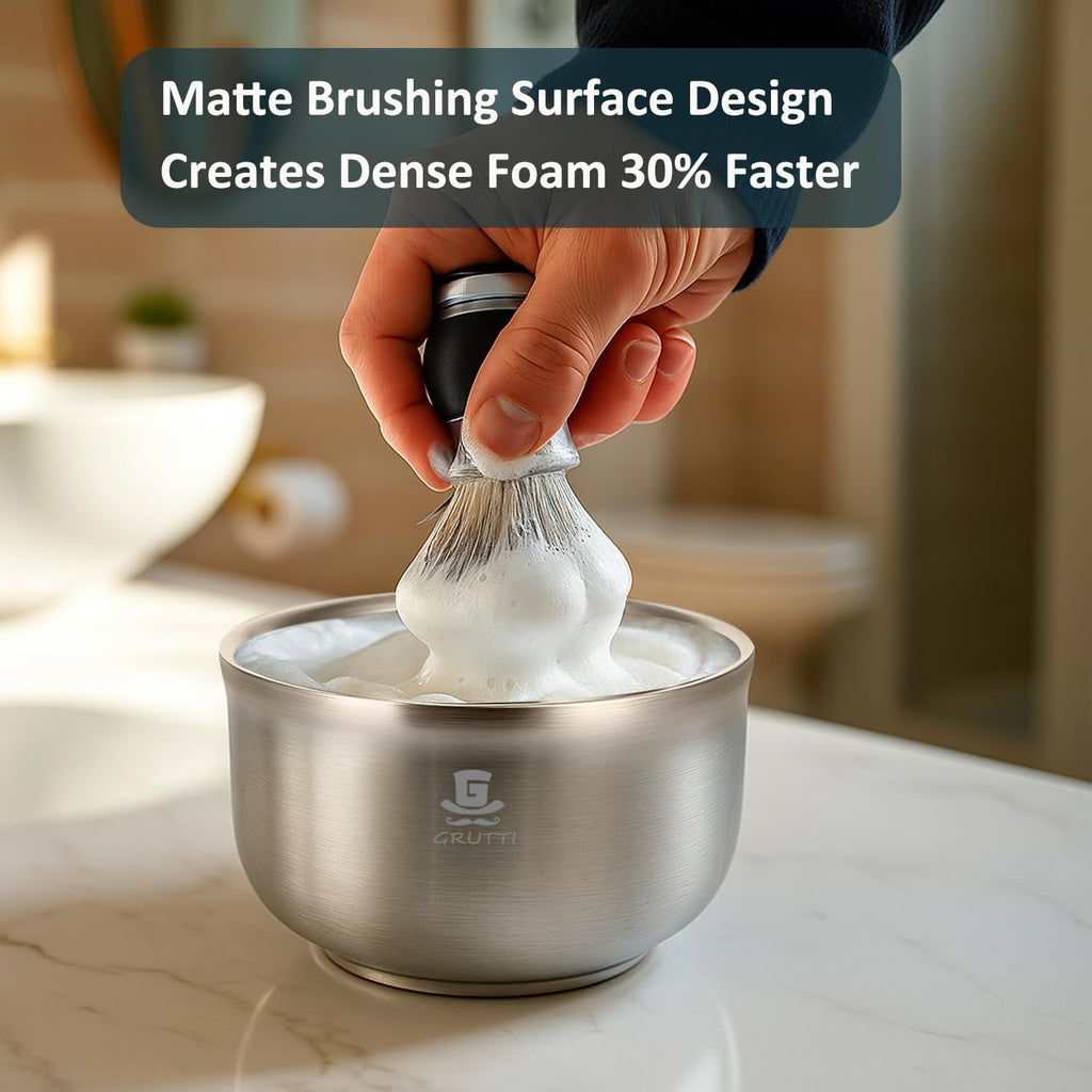 GRUTTI Stainless Steel Shaving Bowl, 4.53 Inch (11.5cm) Rust-Free Shaving Soap Dish, Easy to Clean Sustainable Shaving Bowl for Shaving Soap & Shaving Cream, Fits Shaving Brush