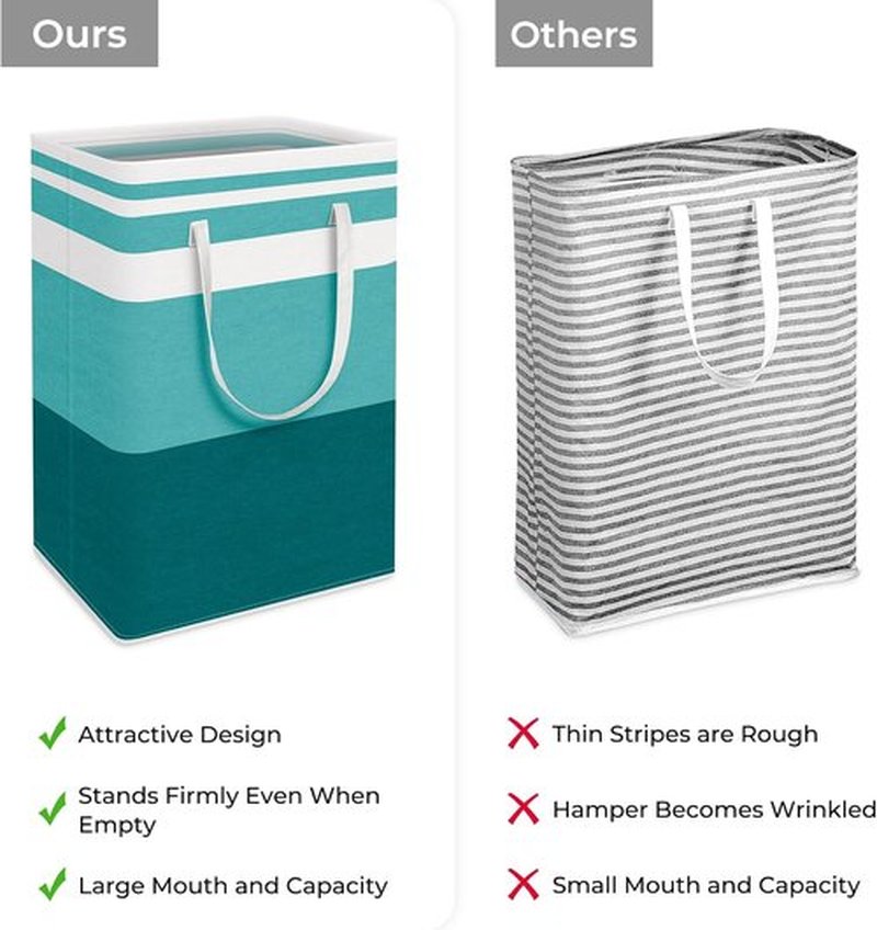 HomeHacks Large Waterproof Laundry Basket - Collapsible Hamper with Extended Handles | 75L Green
