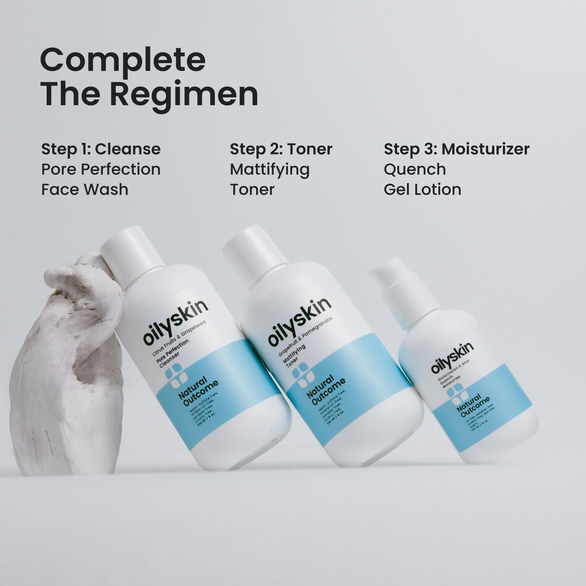 natural outcome Oily Skin Cleanser | Oil Control Daily Face Wash | Pore Hydrating Non-Greasy Cleansing Gel with Purifying Citrus Extracts for Oily Skin Types | Sulfate & Cruelty Free | 8 oz