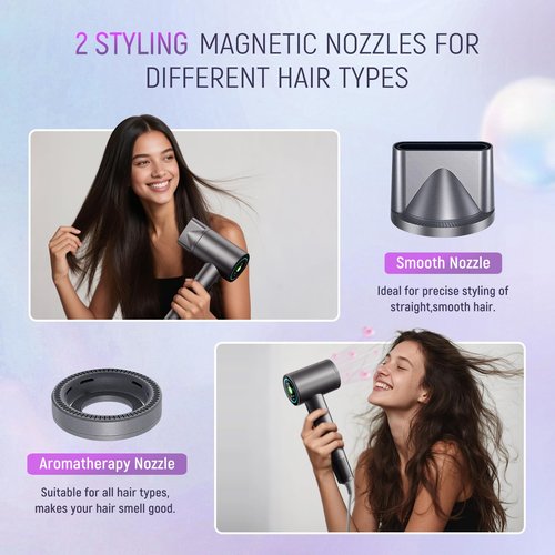 High-Speed Ionic Hair Dryer: 3Min Fast Dry with Brushless Motor - Quiet, Lightweight hair care Blow Dryer with Diffuser & HD Display for Curly Hair&Salon&Home&Travel, Hair Dryer for Women/Men/Baby/Pet