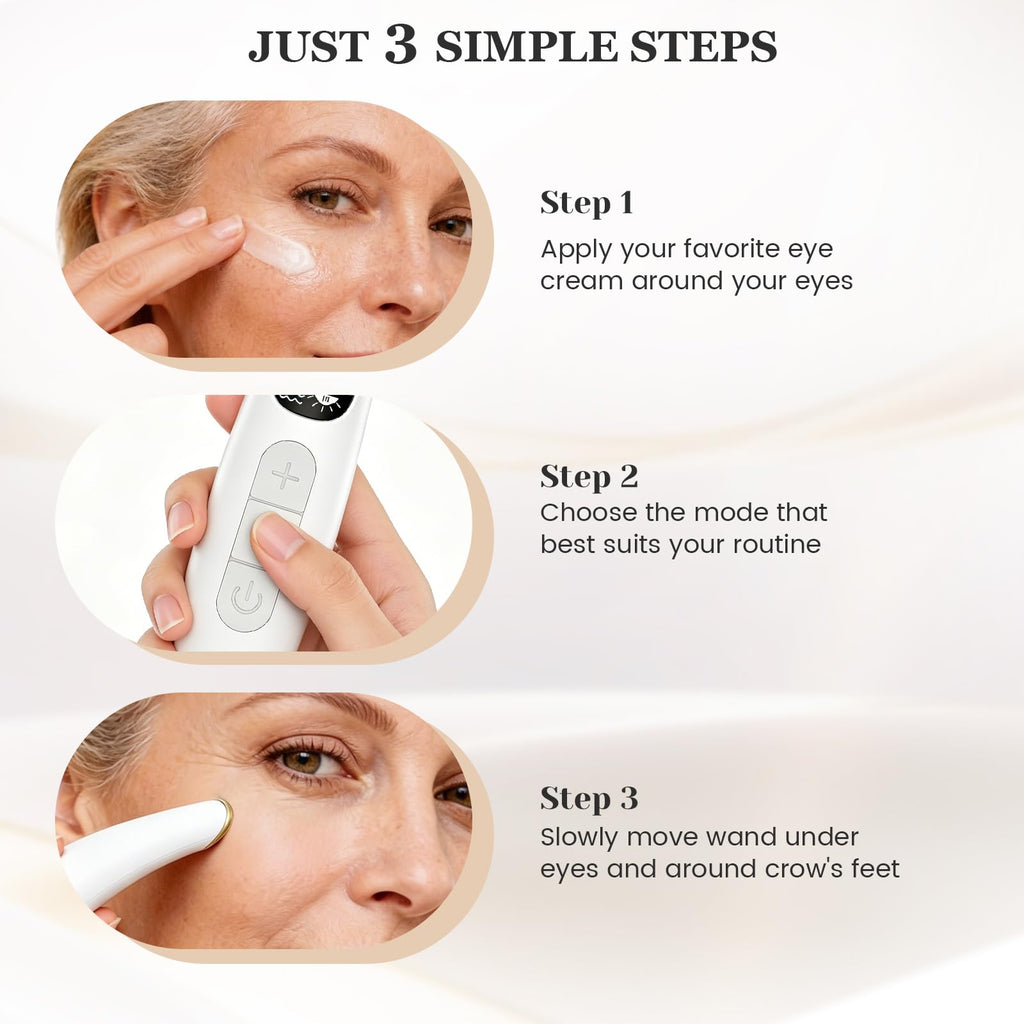 Eye Lift Wand, Eye Heat Wand with Temperature Control, Eye Massager for Dry Eyes, Dark Circles and Puffiness, Eye Lifting Device for Fine Lines, White