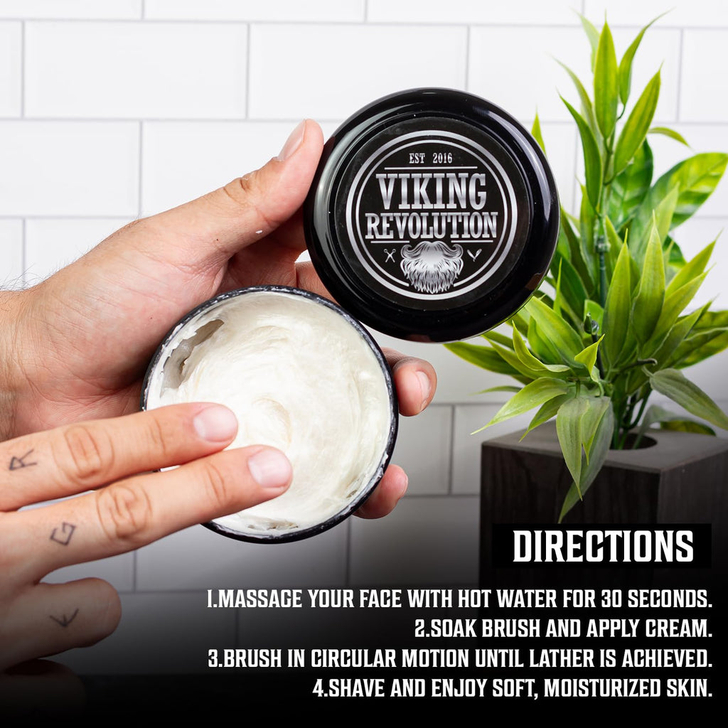 Viking Revolution Luxury Shaving Cream for Men- Sandalwood Scent - Soft, Smooth & Silky Shaving Soap - Rich Lather for the Smoothest Shave - 5.3oz (Pack of 2)