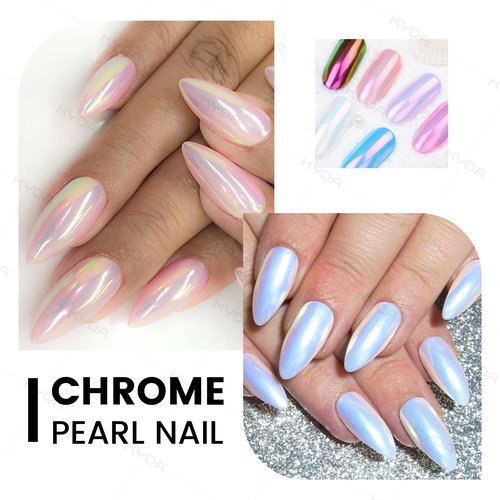 Ownest 4 Pcs Neon Chrome Nail Powder, Unicorn Chrome Nails Glitter Pigment, Aurora Iridescent Powder Pigment for Nails, Opal Pearl Mica Powders, Chameleon Pearl Manicure Pigment