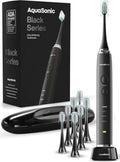 Aquasonic Black Series Ultra Whitening Toothbrush - ADA Accepted Electric Toothbrush | 8 Brush Heads & Travel Case, 40,000 VPM Motor