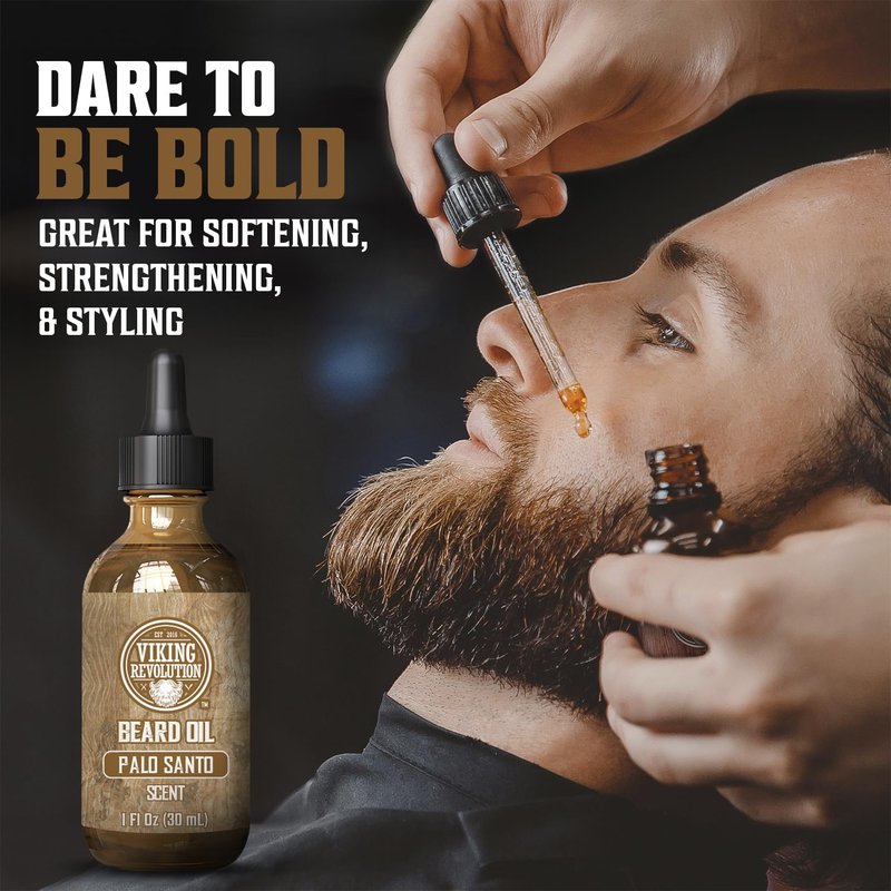 Viking Revolution Palo Santo Beard Oil - Natural Moisturizing Beard Conditioner with Argan & Jojoba Oil - 1 Pack