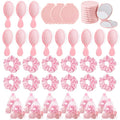 Tideme 48 Pcs Pink Party Favors, Pink Makeup Party Supplies, Including Hair Brushes, Elastic Scrunchies, Pocket Cosmetic Mirrors, and Organza Bags, Makeup Brush Accessories (48PCS)