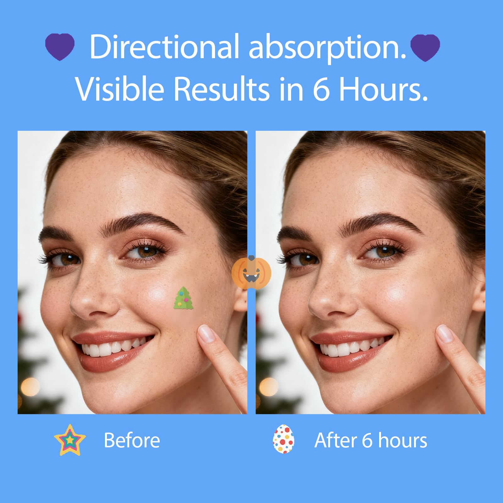 Anchiray Festival Theme Acne Patches, Acne Treatment for Face, Hydrocolloid Pimple Patches for Big Holidays, Easter, Halloween, Thanksgiving, Christmas, Heart and Star, All Skin Types, 80 Counts