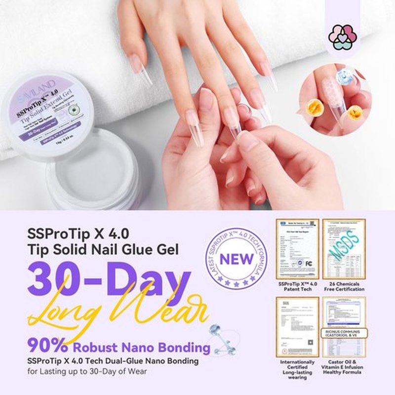 SAVILAND Solid Nail Glue Gel & Nail Glue Remover Kit: U V Light for Nails Complete Nails Tools for Press Ons Strong Nail Glue Gel Handheld Gel X Lamp for Gel Nails and Quick Press On Nail Remover