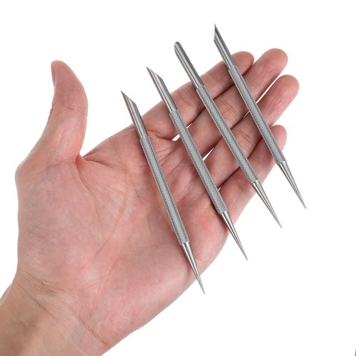 Guduling 4 pcs Stainless Steel Cuticle Pusher,Cuticle Remover Tool,Nail Cleaning Cuticles Stick,Metal Nail Cuticles Pusher Nails Polish Remover Tool for Professional Manicure Pedicure