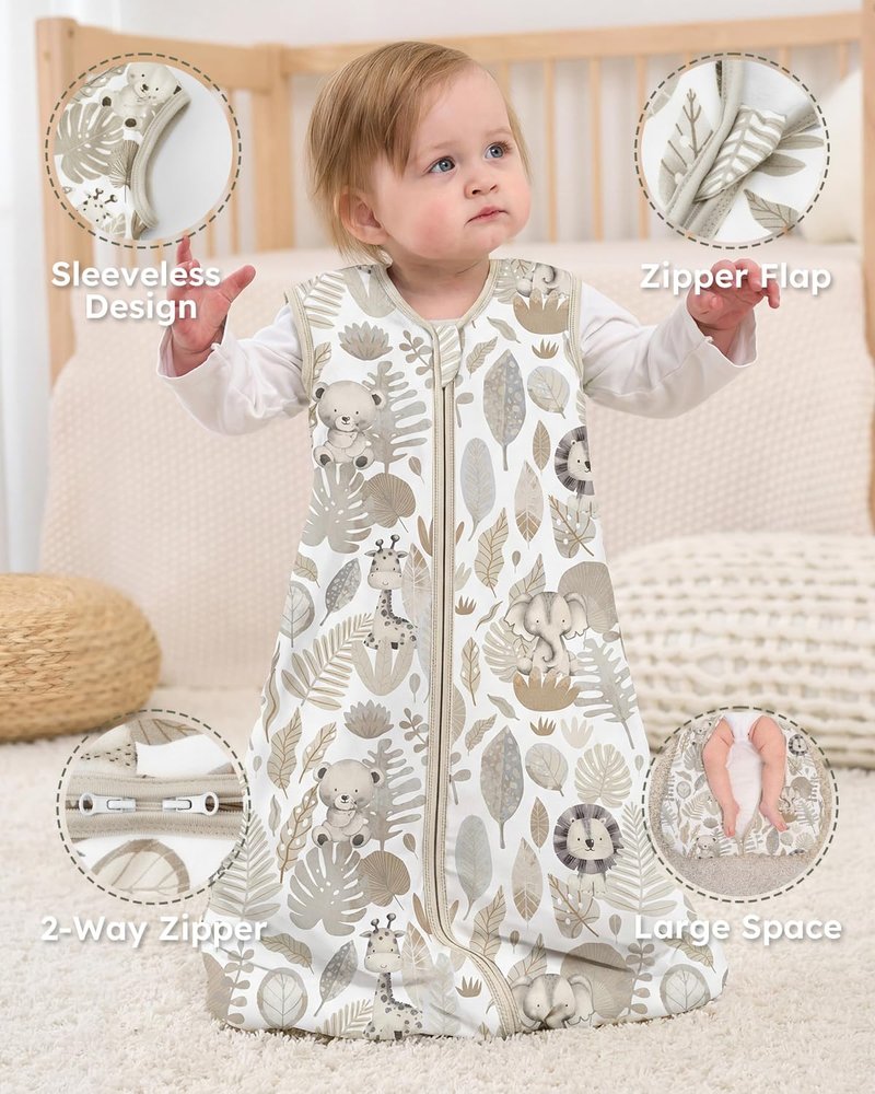 Yoofoss Baby Sleep Sack | 1.5 Tog Wearable Blanket for Infants 0-6 Months | 100% Organic Cotton, Soft & Warm