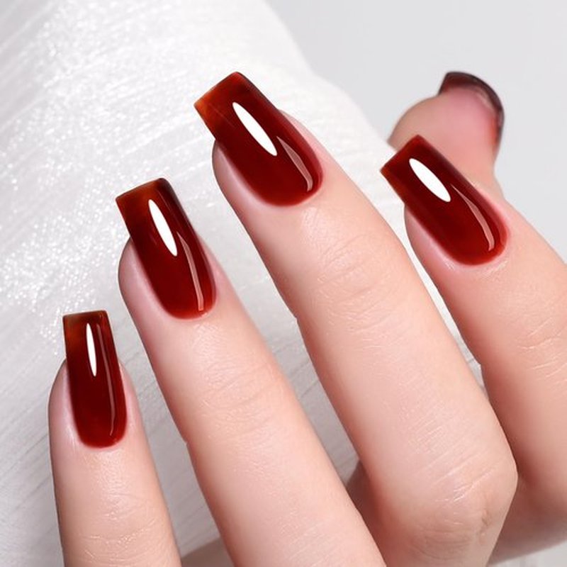 Firedeep 10ml Hema Free Gel Nail Polish Set, 6 Colors Transparent Jelly Gel Polish Kit Sheer Jelly Dark Red Deep Green Brown Blue Purple Color Manicure Gift for Art DIY and Salon