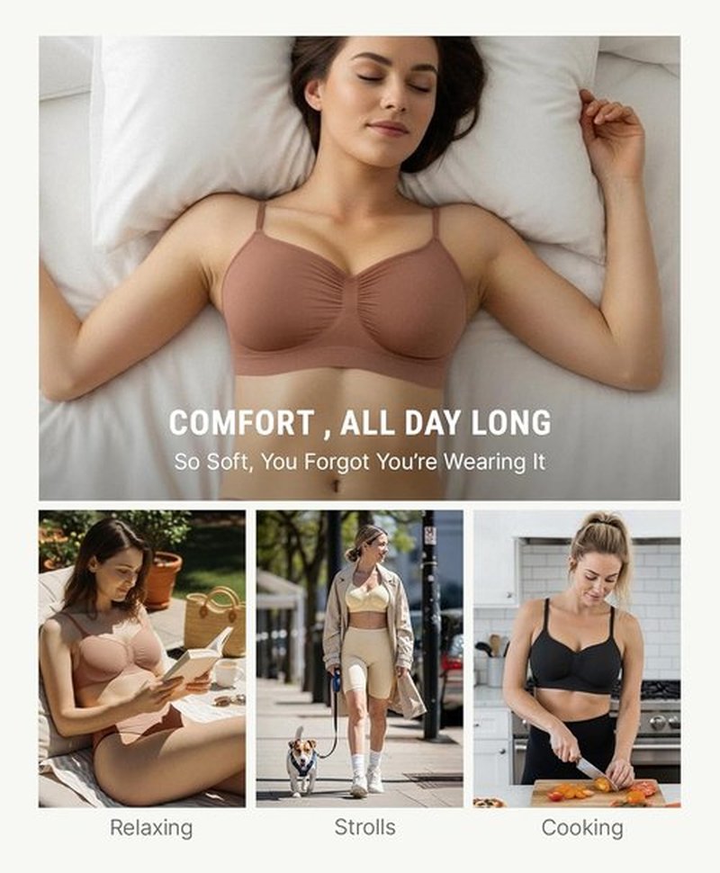 FeelinGirl Bralettes for Women - Comfortable Seamless Bras with Support | Everyday Wear