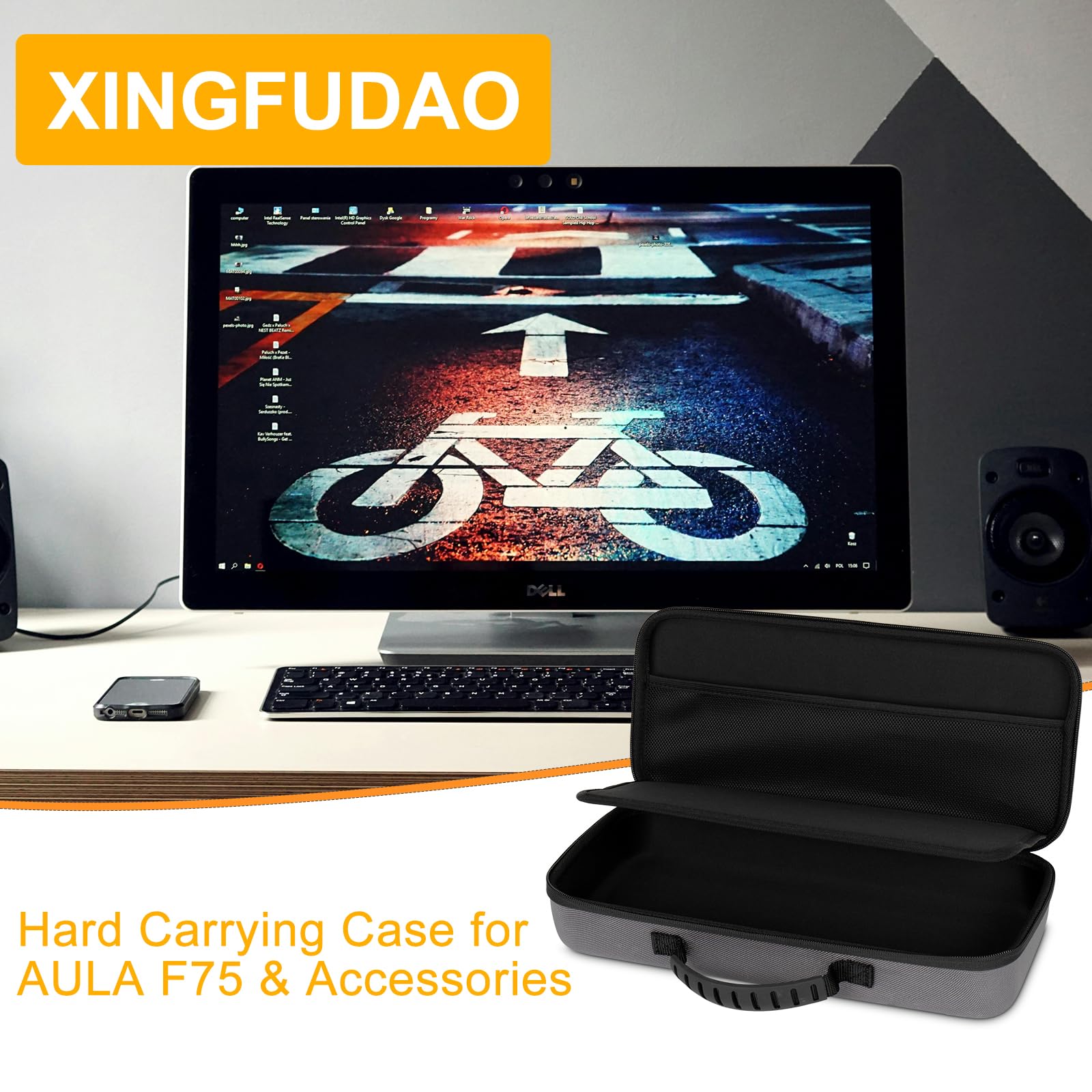 XINGFUDAO 75% Keyboard Case,Hard Carrying EVA Case for Aula F75 Wireless Mechanical Keyboard,Compatible with ASUS ROG Azoth 75% Wireless DIY Custom Gaming Keyboard
