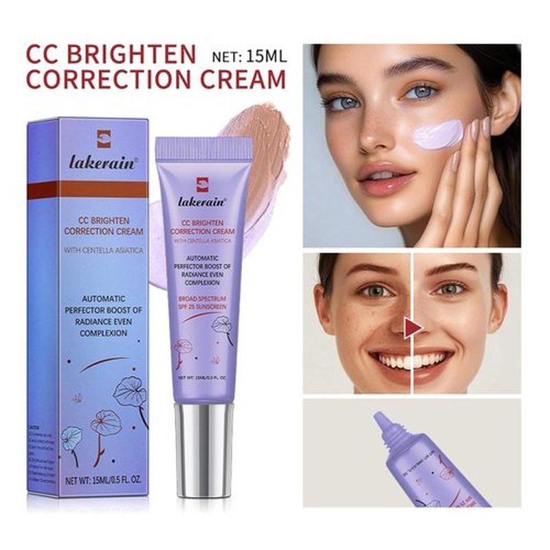 CC Brighten Correction Cream by [Brand Name] - Lightweight Hydration & Tone Adjustment with Centella Asiatica (Purple)