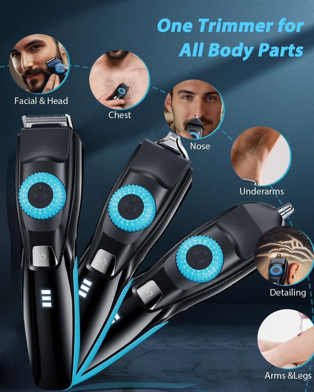 Voukad 40 Precisions Electric Beard Trimmer for Men, Mens Grooming Trimmer for Beard, Mustache, Face and Ear Hair, Multi-Series Clipper, Waterproof, USB C Charging, Soft Pouch (Purple + Black)