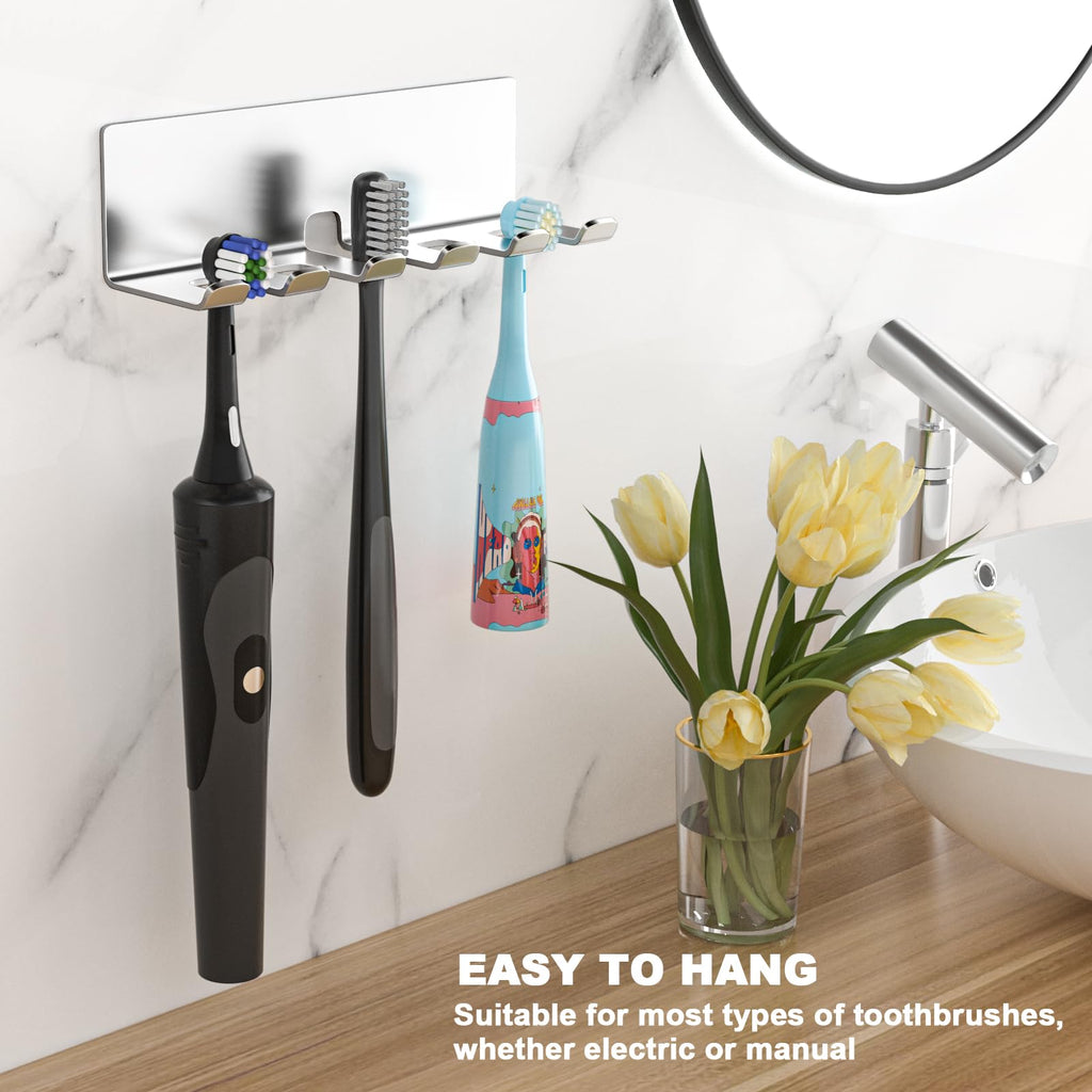 YAYINLI Electric Toothbrush Head Holder, Toothbrush Holders Wall Mounted, Electric Toothbrushs Holder, Bathroom Shower Tooth Brushing Holder, Tooth Brush Head Holder Organiser (Silver, Large)