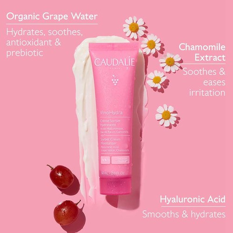 Caudalie VinoHydra Sorbet Cream Moisturizer with Hyaluronic Acid | 60 mL Hydrating Formula