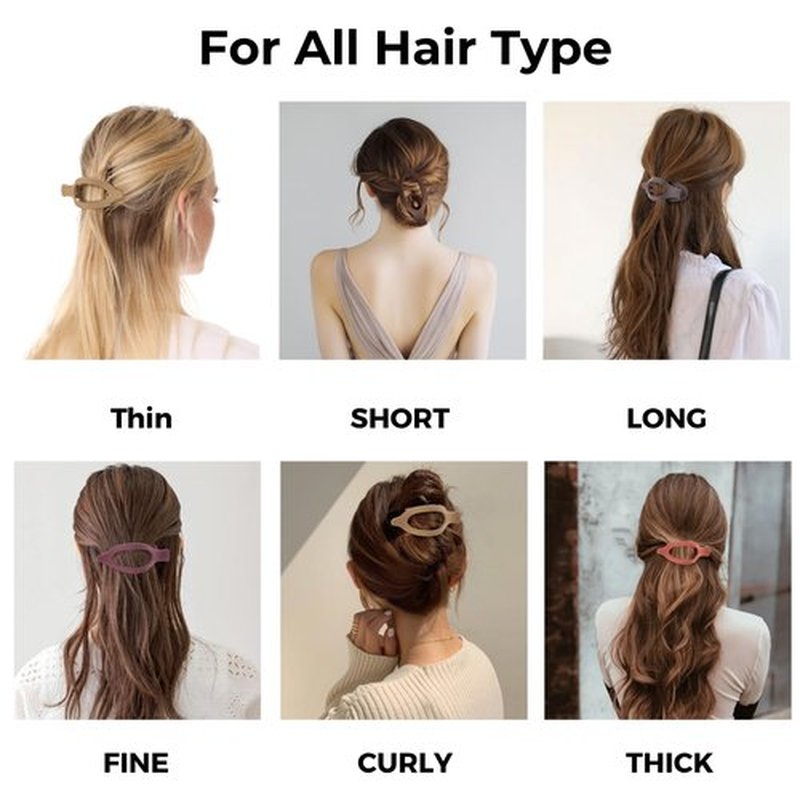 8 Pack Flat Black Hair Clips for Women – Large Matte No-Slip Flat Black Claw Clips for Thick & Thin Hair, Strong Hold French Styling Accessories