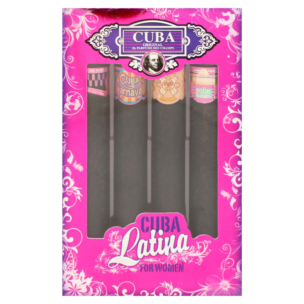Champs Cuba Latino Collection By Champs For Women Gift Set (Eau De Parfum Spray 1.17-Ounce/35 Ml of Carnaval, Cactus, Maya & Copacabana)