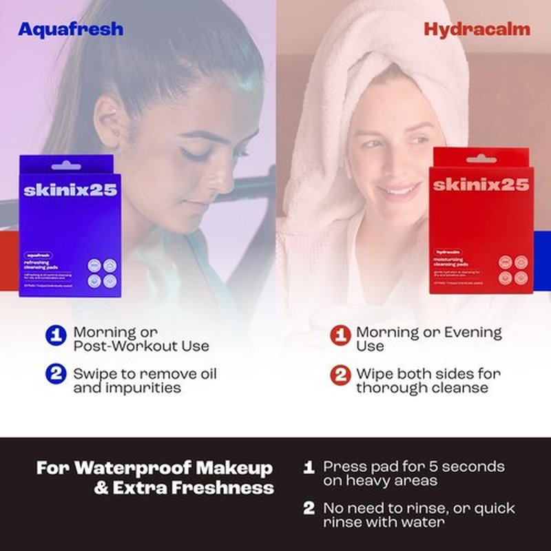 Hydracalm & Aquafresh Facial Cleansing Pads – 20 Individually Wrapped Cotton Wipes | On-the-Go Face Wipes for Travel, Gym & Daily Skincare | Hydrating + Oil-Control Cleansing Pads for All Skin Types
