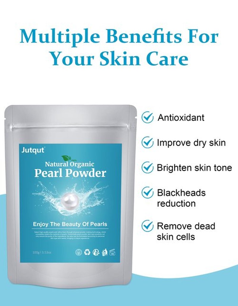 Jutqut Freshwater Pearl Powder Organic, 100g100% Natural Pearl Powder,DIY Skincare —DIY Antioxidant, Deep Cleansing, Pore-Shrinking, Anti-Aging Mask