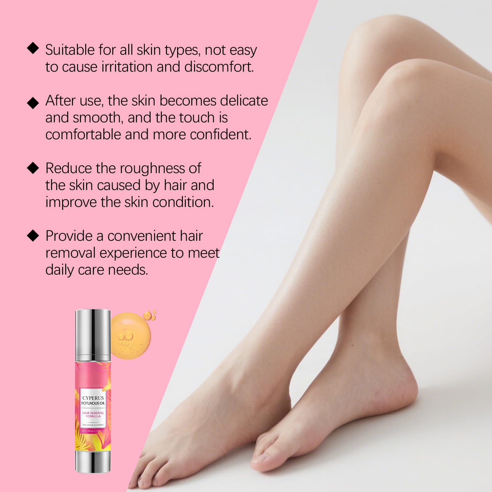 Renovia Cyperus Rotundus Oil for Hair Removal - 100ml Natural Cyperus Rotundus Oil, Reducing Body Hair Growth, Suitable for All Skin Types