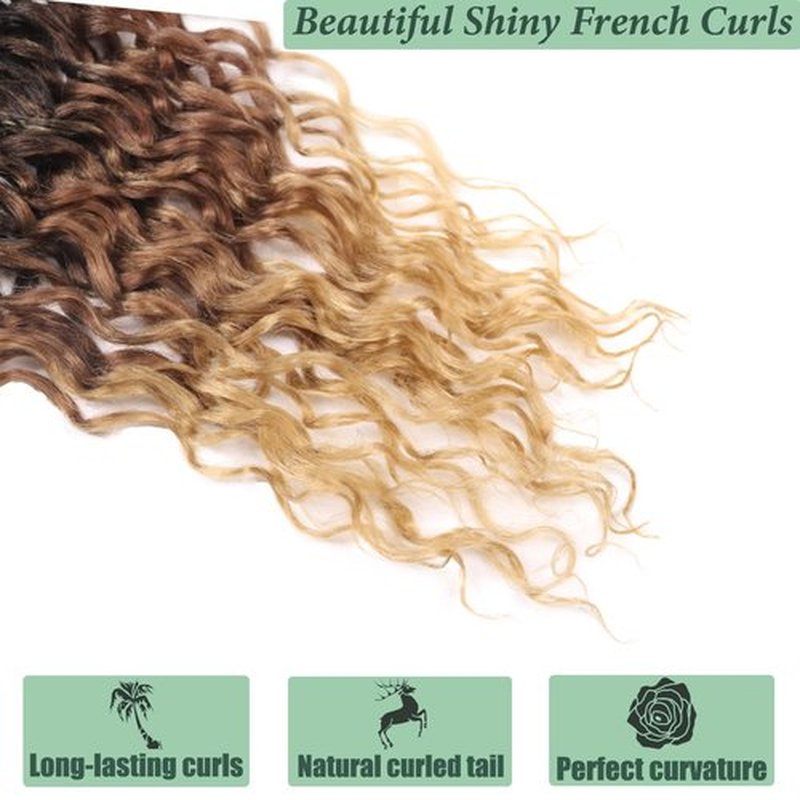 Deep Faux Locs Crochet Hair 14 Inch 8 Packs Goddess Locs Crochet Hair 1B3027 Soft Loc Faux Loc Crochet Braids with Curly Ends Prelooped Deep Wave Croceht Braids for Black Women(Black to Blonde)