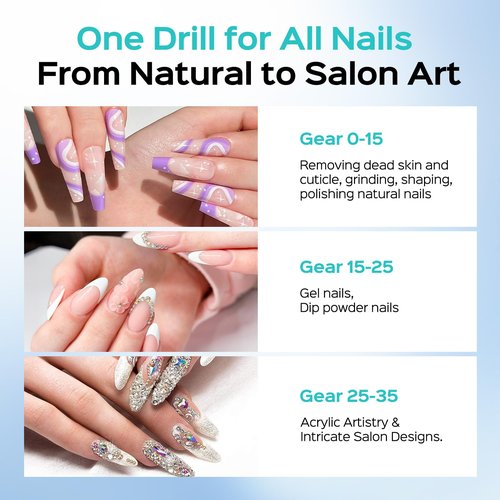 COSLUS Professional Electric Nail Drill: Upgraded Steady Power with LED Display for Acrylics, Gel, Natural Nails - Easy to Use for Women, Nail Art Practice, Desktop Nail File at Home DIY or Salon