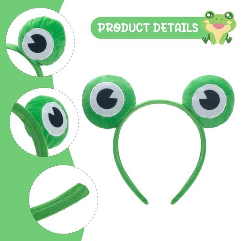 GHGMAO Cute Headband Frog Ears Headband Green Ears Plush Headbands Dress Up for Halloween, Cosplay (Frog-Dark Green)