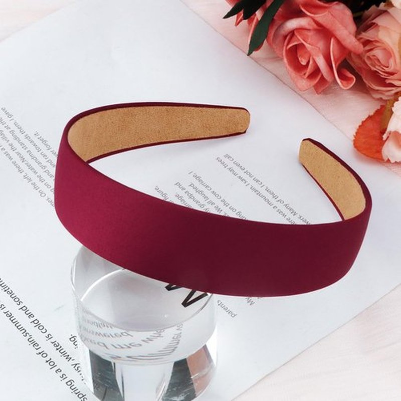 Atoden Satin Headbands for Women & Girls - Red, Burgundy Plain Headbands (1.18 Inch Wide) - Non Slip, Hard, Thin - DIY Crafts, Costume, Holiday & Christmas Gifts