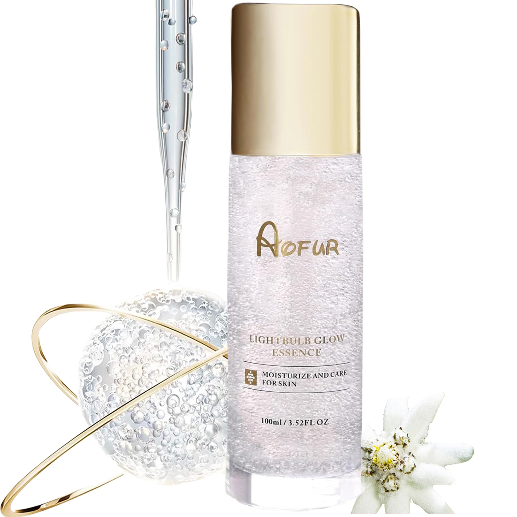 Aofur Lightbulb Glow Essence 3.52 Fl Oz (100ml) Moisturize And Care For Skin Glass Skin Elasticity for Aged Skin Serum for Face (100ml)