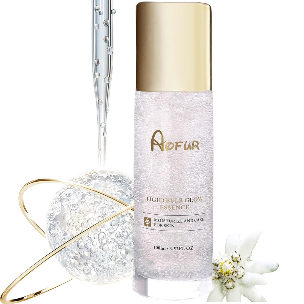Aofur Lightbulb Glow Essence 3.52 Fl Oz (100ml) Moisturize And Care For Skin Glass Skin Elasticity for Aged Skin Serum for Face (100ml)