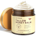 Ultrove Beef Tallow and Honey Balm for Skin, Natural Face + Body Moisturizer with Organic Grass-Fed Beef Tallow & Raw Wild Honey for Dry & Sensitive Skin, 4.23oz