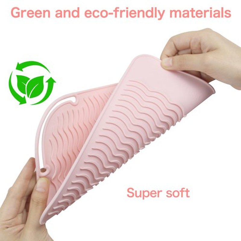 Heysam Professional Heating Pad Silicone Mat for Hair Tools, Travel Heat Mat Cover for Flat Iron Hair Straightener and Curling Iron Mat, Non-Slip Silicone Mat Pouch for Countertop, Size 9"x6.5"