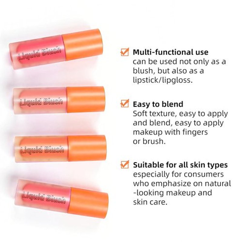 Skiennix Liquid Blush - Long-Lasting, Blendable Formula for High-Pigment Color | 03 Pink Rose, 0.2 Ounce