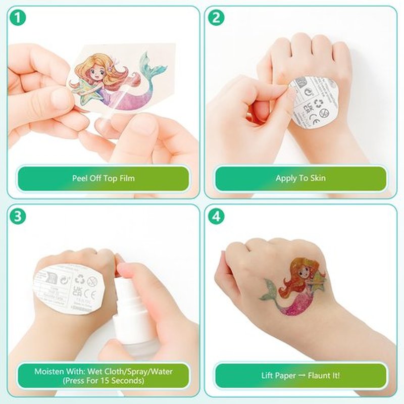 150+ Glitter Temporary Tattoos for Kids - Mermaid Unicorn Party Favors for Girls - Individually Wrapped & Waterproof Birthday Supplies