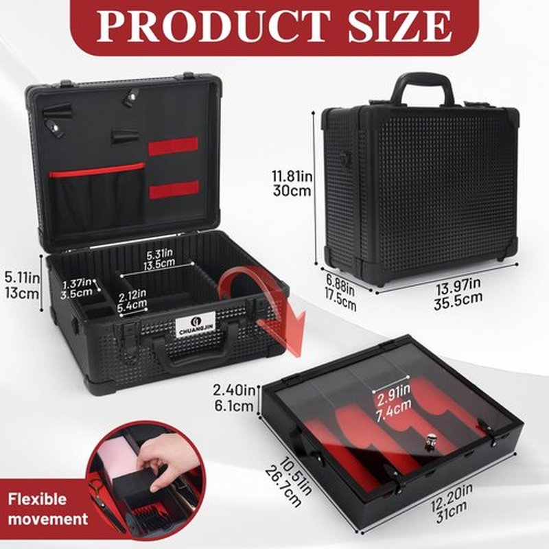 CHUANGJIN Large Barber Carrying Case, Hairdresser Tool Box Organizer Traveling Case, Portable Travel Barber Suitcase for Hair Stylist Pet Groomer Beauty Salon Makeup Artist