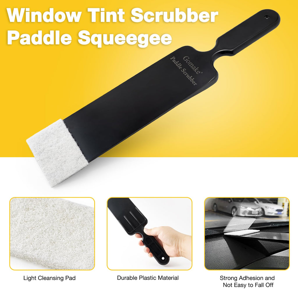 Gomake Window Tint Kit Vinyl Wrap Tool Car Windshield Back Window Tinting Tools with Bulldozer Squeegee Scrubber Paddle,Rubber Blade Scraper,Film Cutter for Car Wrapping,Vinyl Film Installation