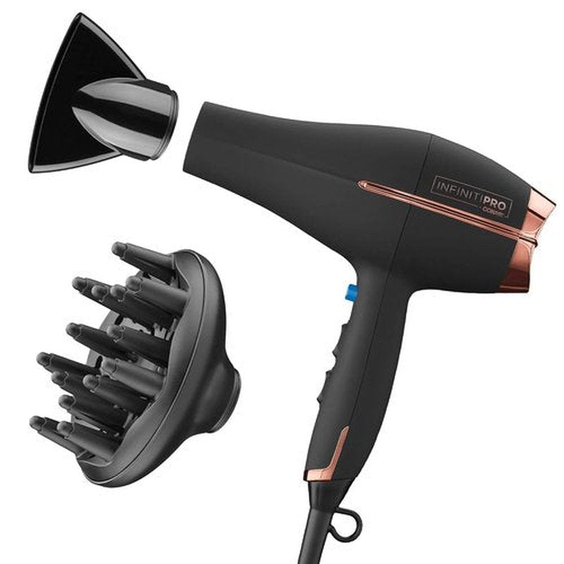 INFINITI PRO by CONAIR 1875W Hair Dryer - Ceramic Technology, Diffuser & Concentrator, Black