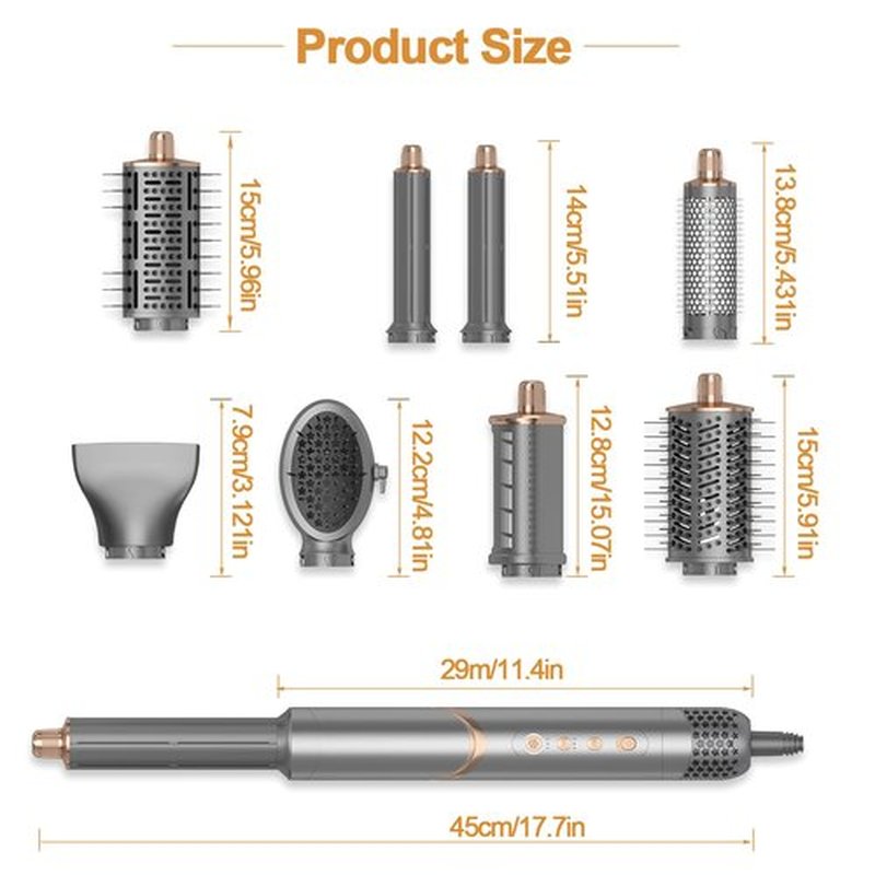AVENHO 8 in 1 Hot Air Brush Hair Styler, High-Speed Hair Dryer Brush with Auto Wrap Curlers, Foldable Ionic Blow Dryer Brush for Fast Drying, Volumizing & Curling, Multi-Styling Tool (Gifts for Women)