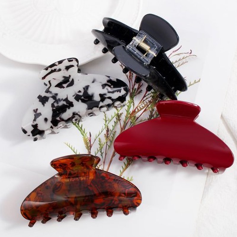 Bgffuy 4 Pcs Cherry Red Large Acrylic Hair Claw Clips for Women Girls - Cute Strong Grip Non-Slip Clips for Thick Hair