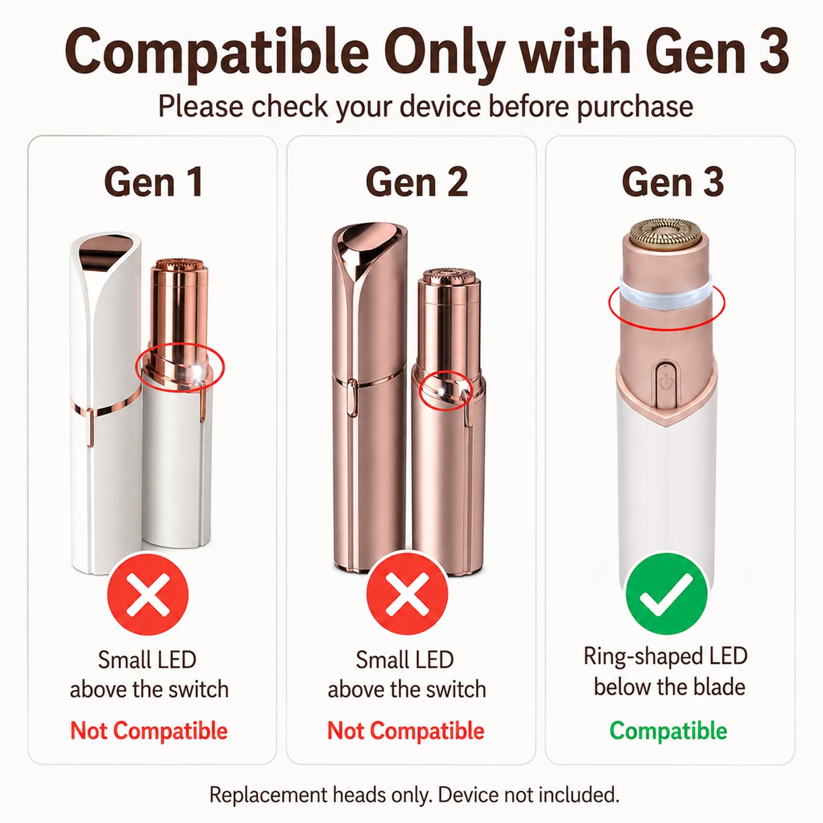 ceooe Replacement Heads for Finishing Touch Flawless Gen 3 Facial Hair Remover, Double Halo Blades Razor Refill Shaver Head, 4 Pack