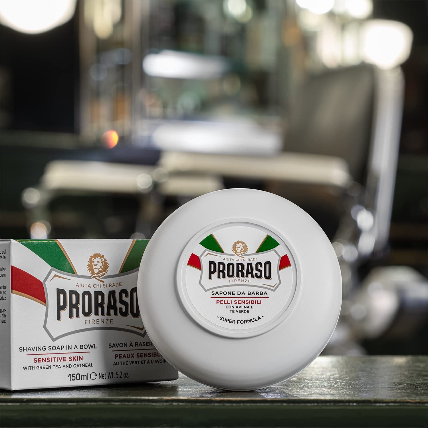 Proraso Shaving Soap - Oatmeal & Green Tea - Nourishing & Gentle Formula Shave Soap in a Bowl for Sensitive Skin - Premium Italian Shaving for Men - 5.2oz,(Pack of 2)