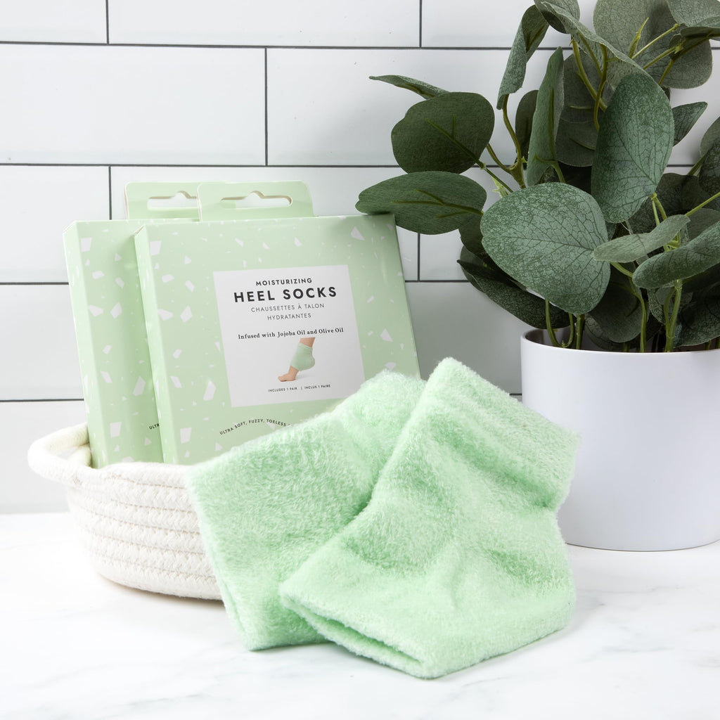 VOESH Heel Repair Duo, Solemate Heel Repair Balm & Moisturizing Heel Socks, Cracked Heel Stick Balm, Foot Care for Men & Women, at-Home Foot Care, Fuzzy Heel Socks, Toeless Spa Socks