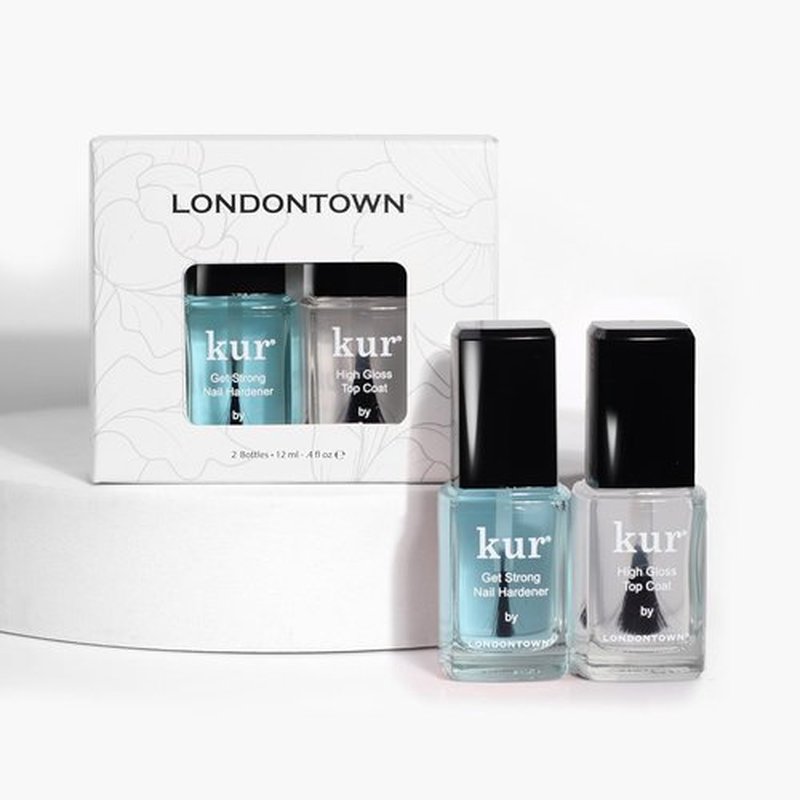 LONDONTOWN Strength & Shine Duo - Nail Hardener & Gloss Top Coat Set | 0.40 Fl Oz Manicure Care