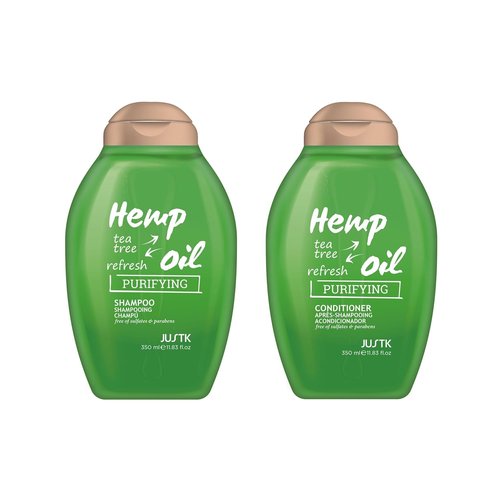 Justk Tea Tree Shampoo & Conditioner Set - Sulfate-Free Formula with Hemp Oil for Fresh Hair & Scalp